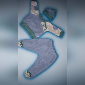 Kids Dinosaur Print Matching Set - Blue and Green